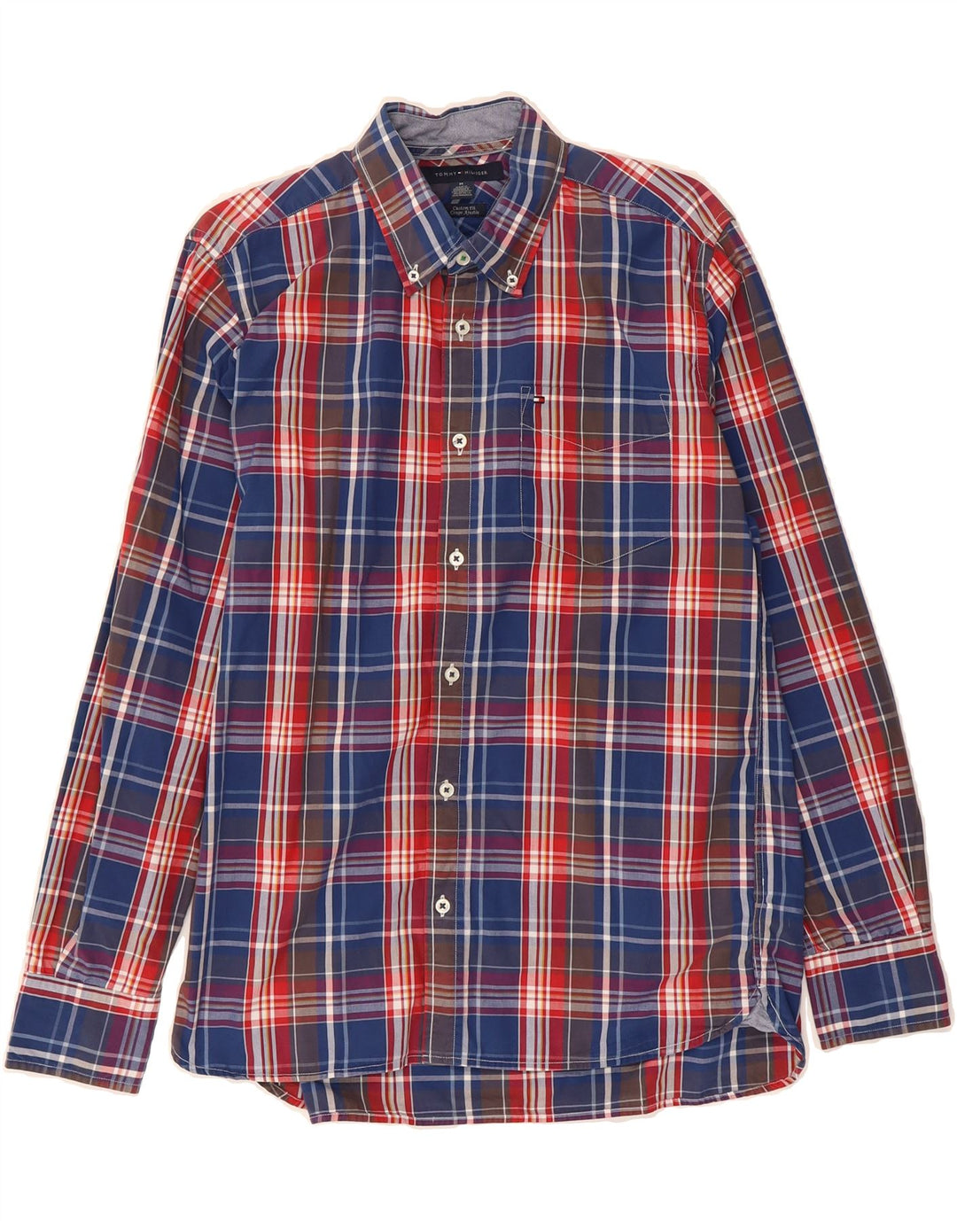 TOMMY HILFIGER Mens Custom Fit Shirt Medium Blue Check Cotton Vintage Tommy Hilfiger and Second-Hand Tommy Hilfiger from Messina Hembry 