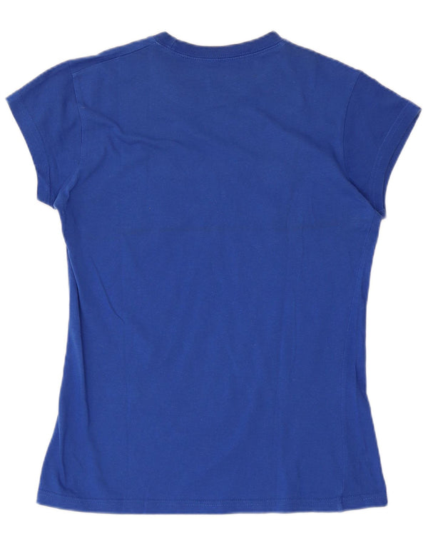 Hard Rock Cafe Womens Cologne Graphic T-Shirt Top UK 12 Medium Blue Cotton