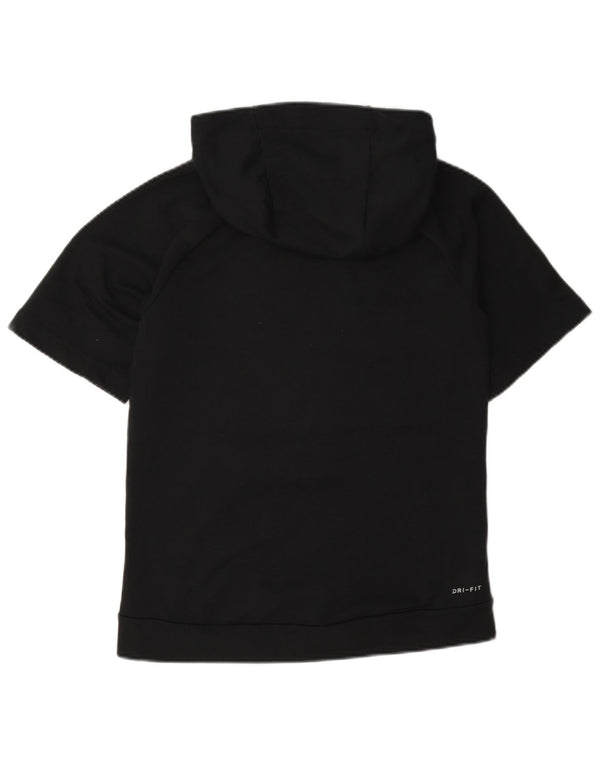 Maglia con cappuccio a maniche corte Nike Dri Fit da donna UK 14 Large Nero Poliestere