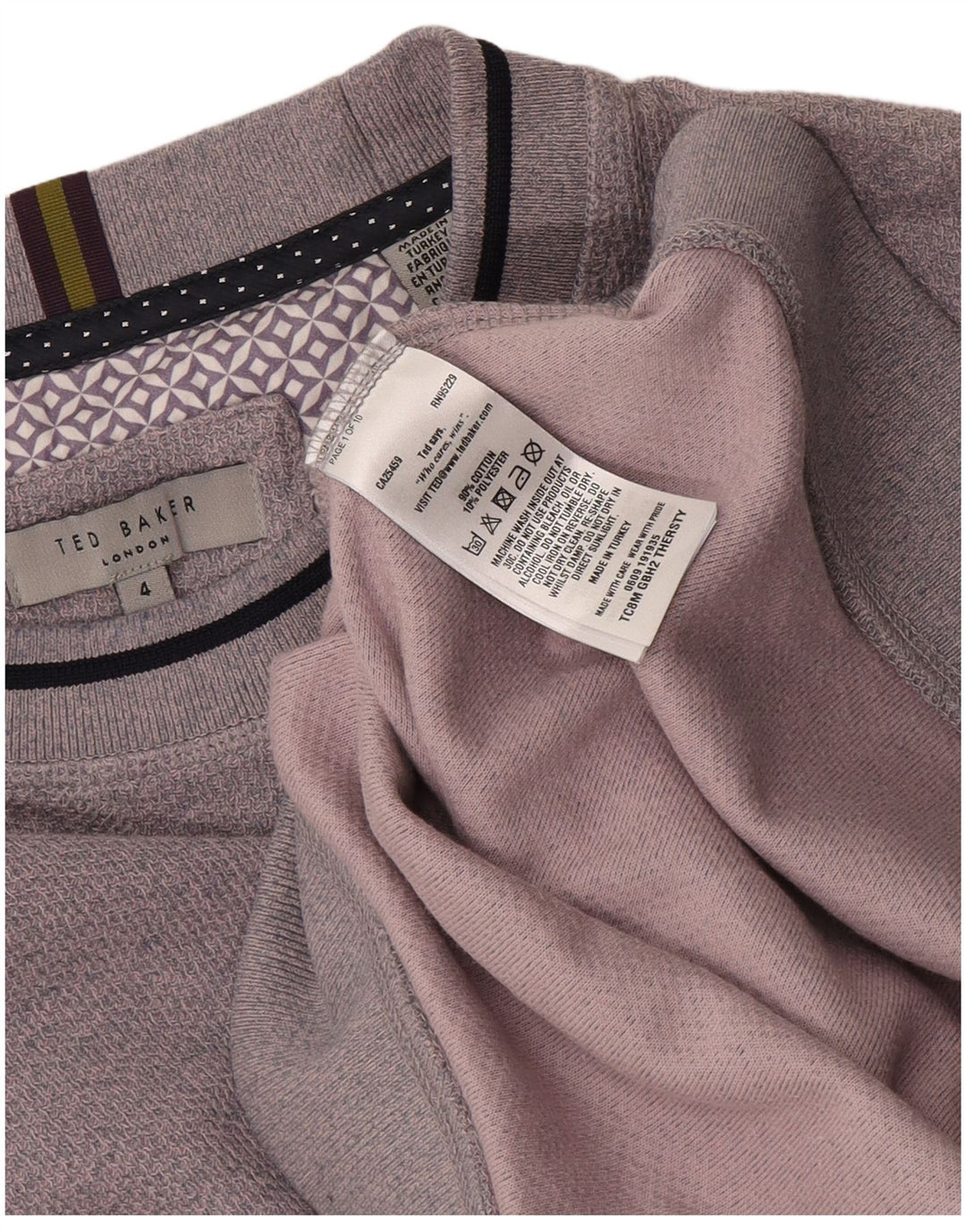 Ted Baker Felpa da uomo Maglione Taglia 4 Grande Cotone viola