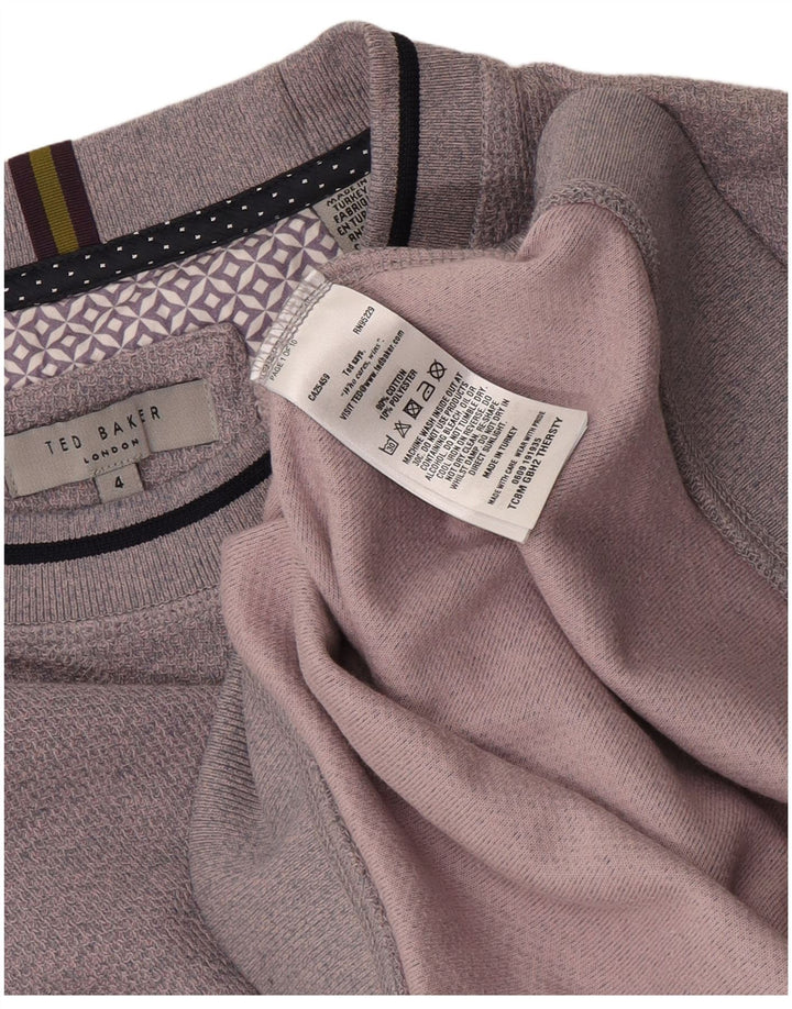 Ted Baker Felpa da uomo Maglione Taglia 4 Grande Cotone viola