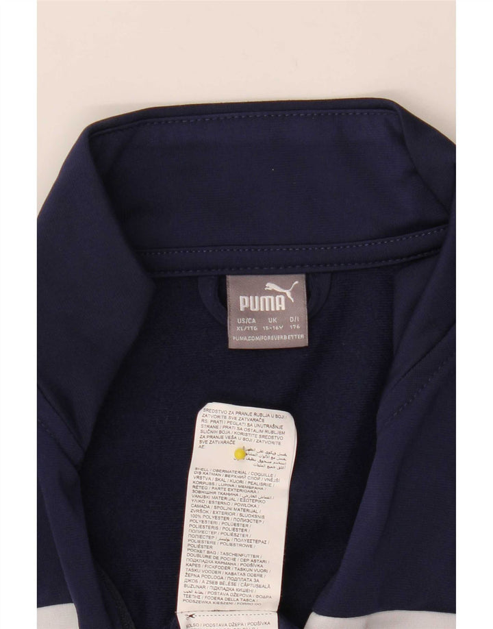 Giacca da tuta da ragazzo Puma 15-16 anni in poliestere color block blu navy