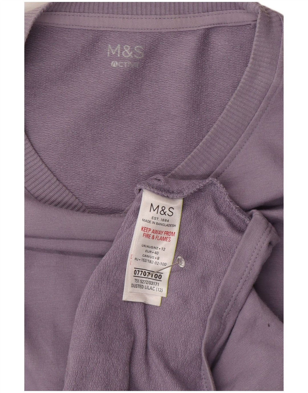 Felpa da donna Marks & Spencer UK 12 cotone viola medio