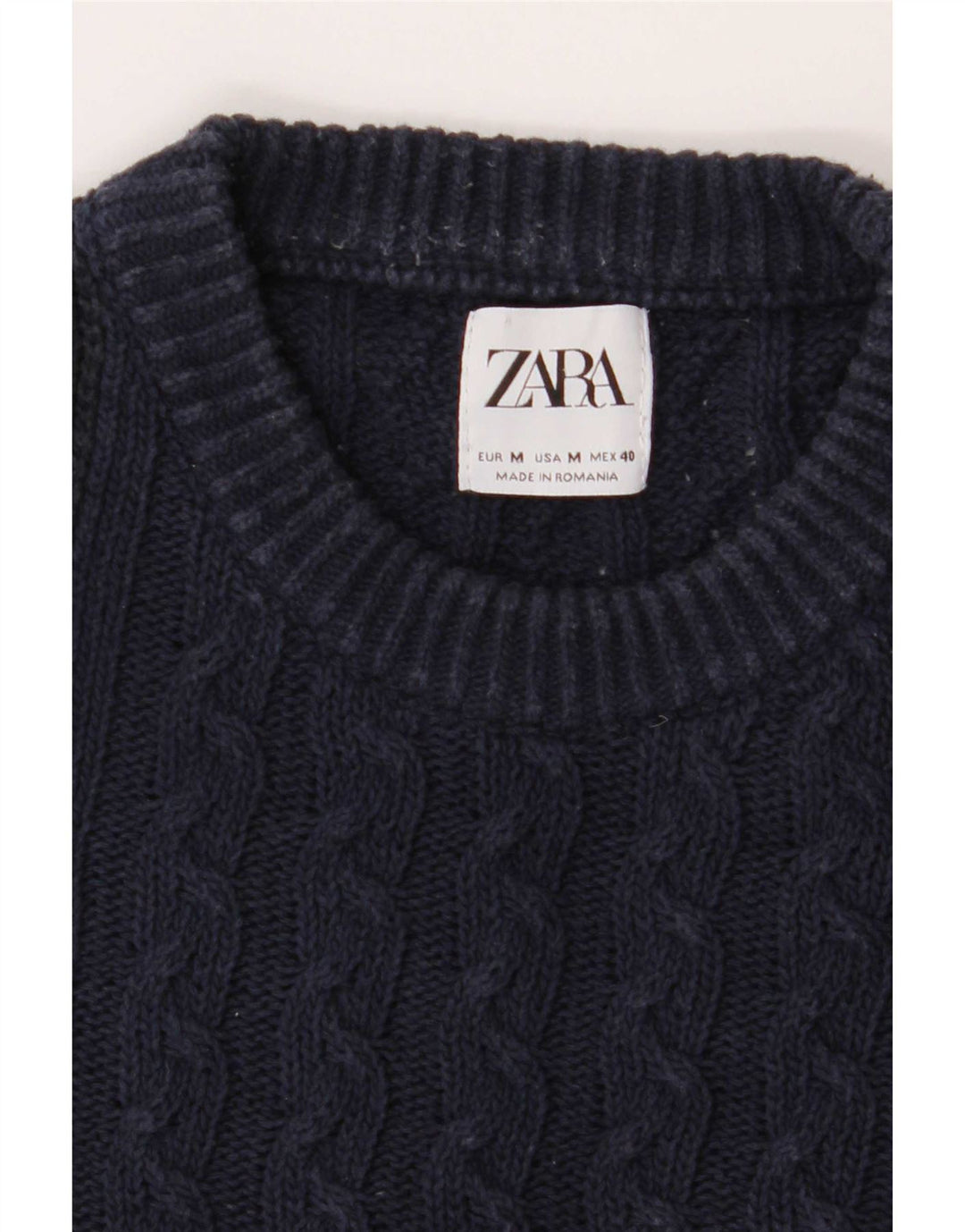 Maglione maglione girocollo da uomo Zara blu navy medio