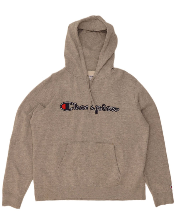 Felpa con cappuccio grafica da uomo Champion, grande cotone chiazzato grigio