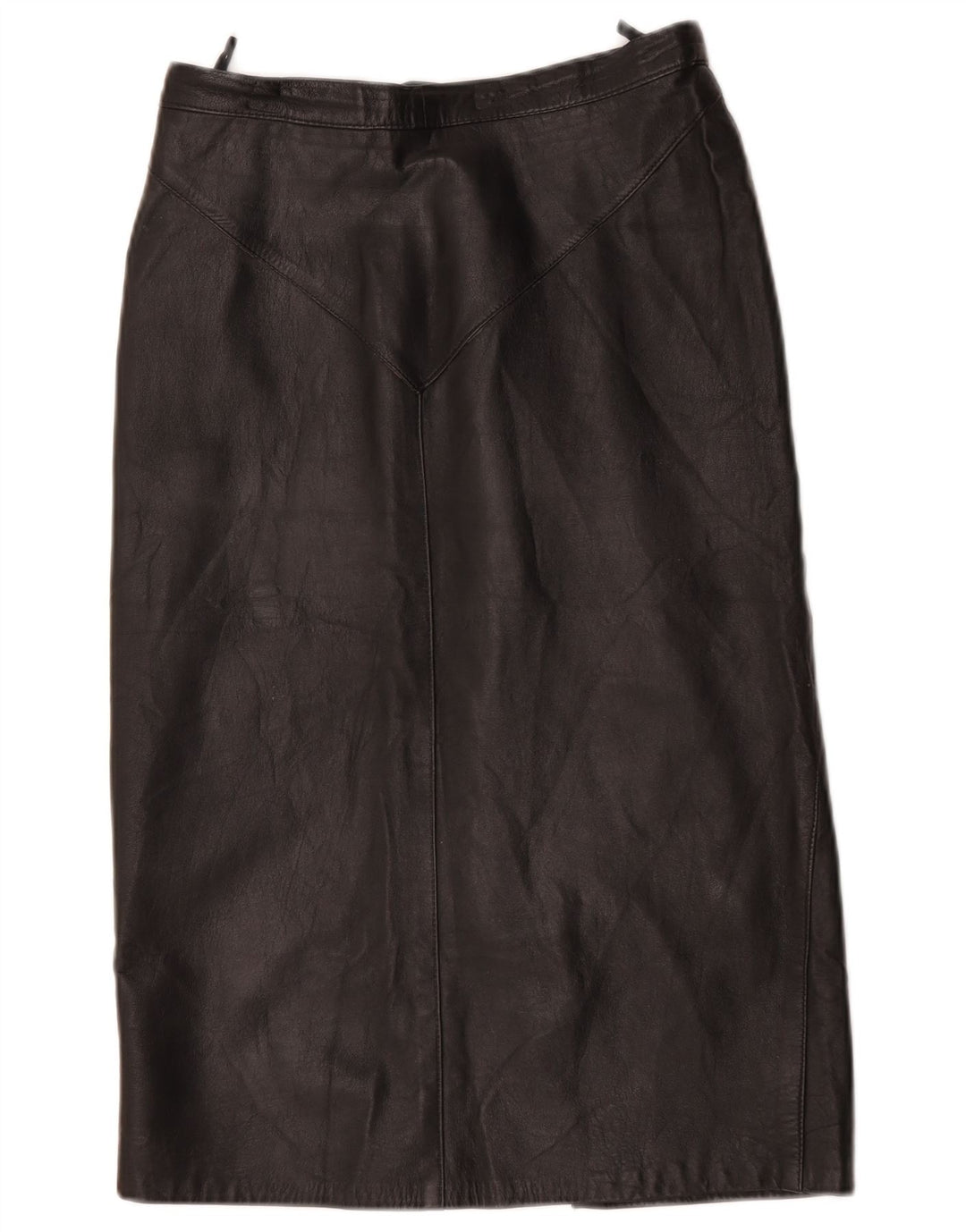 Gonna in pelle vintage da donna W28 media nera