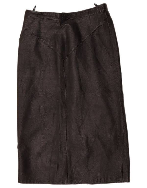Gonna in pelle vintage da donna W28 media nera
