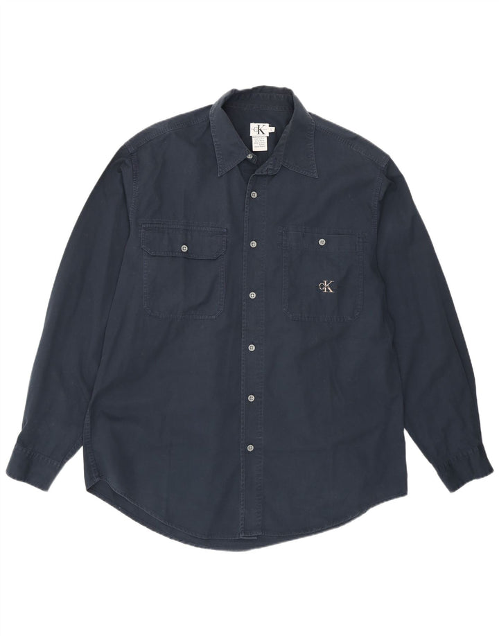 Camicia da uomo Calvin Klein Jeans Large in cotone blu navy