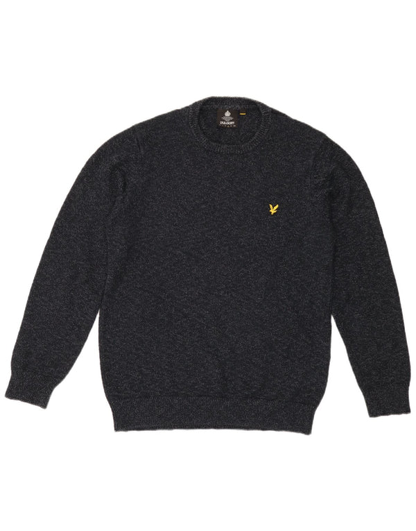 Lyle & Scott Maglione girocollo da uomo, grande, in cotone screziato blu navy