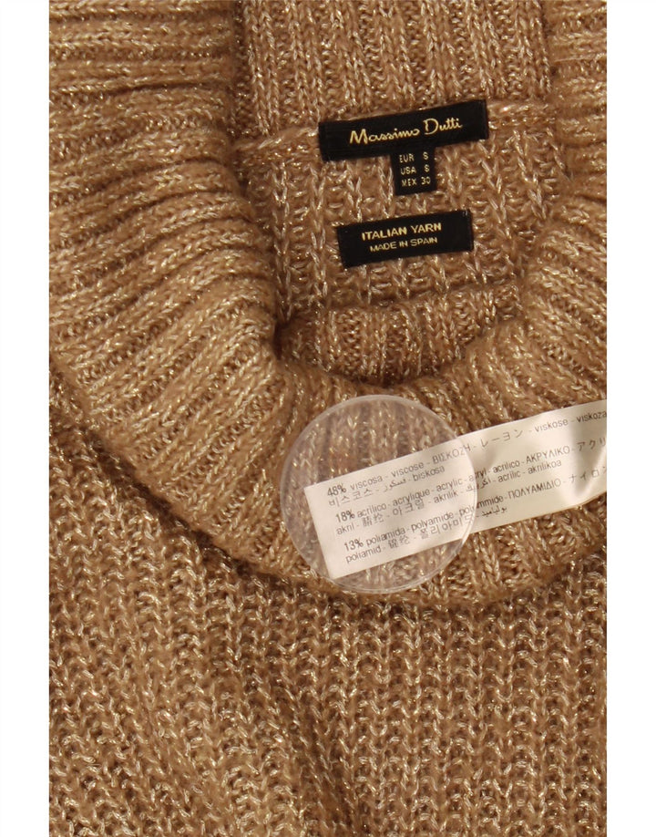 Maglione maglione da donna a collo alto Massimo Dutti UK 10 piccolo beige screziato