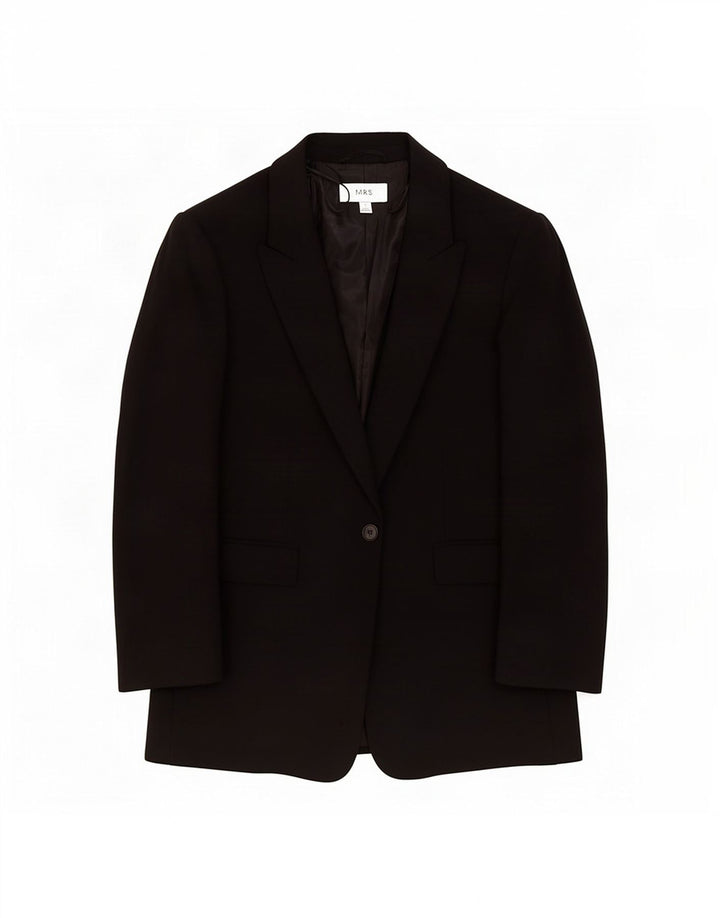 Giacca blazer a 1 bottone Marks & Spencer da donna UK 16 grande poliestere nero