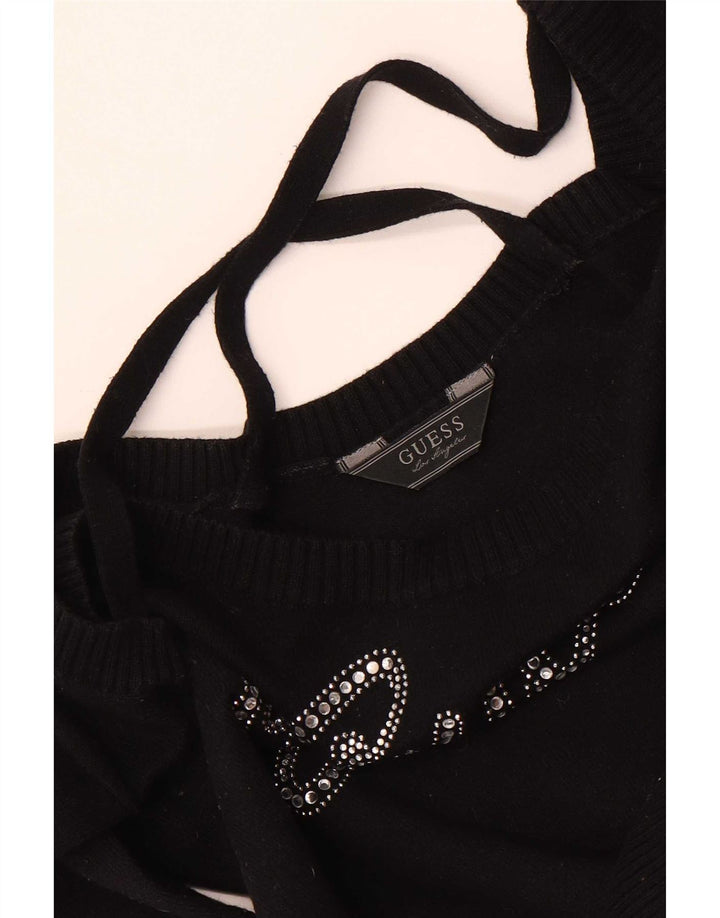 Guess Camicetta a maniche lunghe grafica da donna Top UK 8 Small Nera
