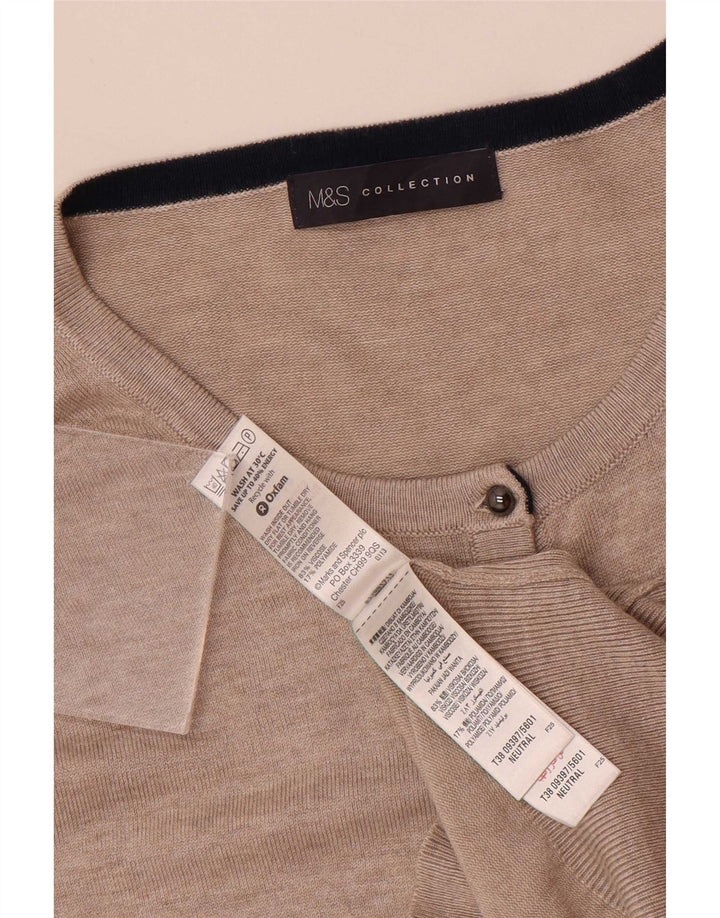 Maglione cardigan da donna Marks & Spencer UK 16 Large Beige Viscosa