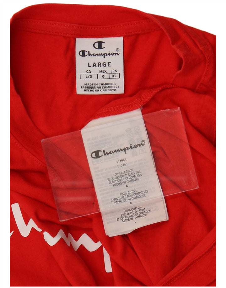 T-shirt grafica corta da donna CHAMPION Top UK 16 grande cotone rosso