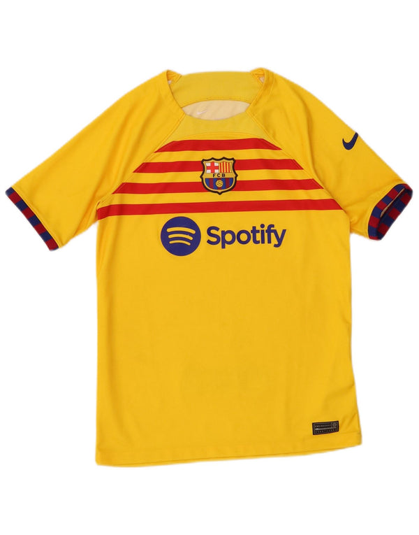 T-shirt grafica da ragazzo Nike Barcelona Top 12-13 anni a righe grandi gialle