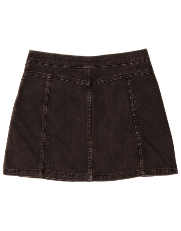 Mini gonna in denim da donna Moto UK 12 media W30 cotone nero
