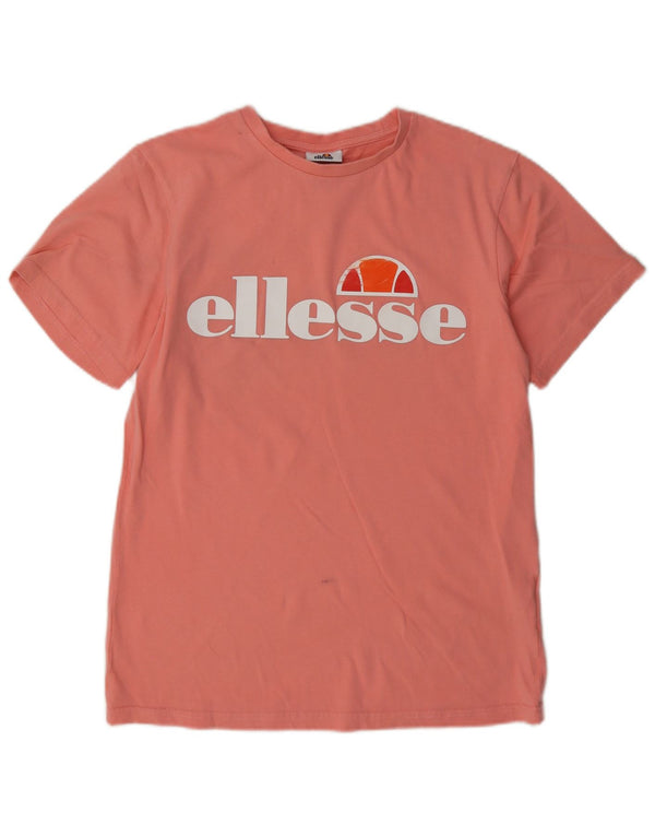 T-shirt grafica oversize da donna Ellesse Top UK 8 Small in cotone rosa