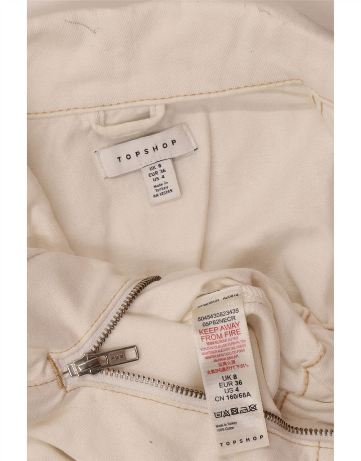Topshop Tutina in denim da donna UK 8 piccola in cotone bianco