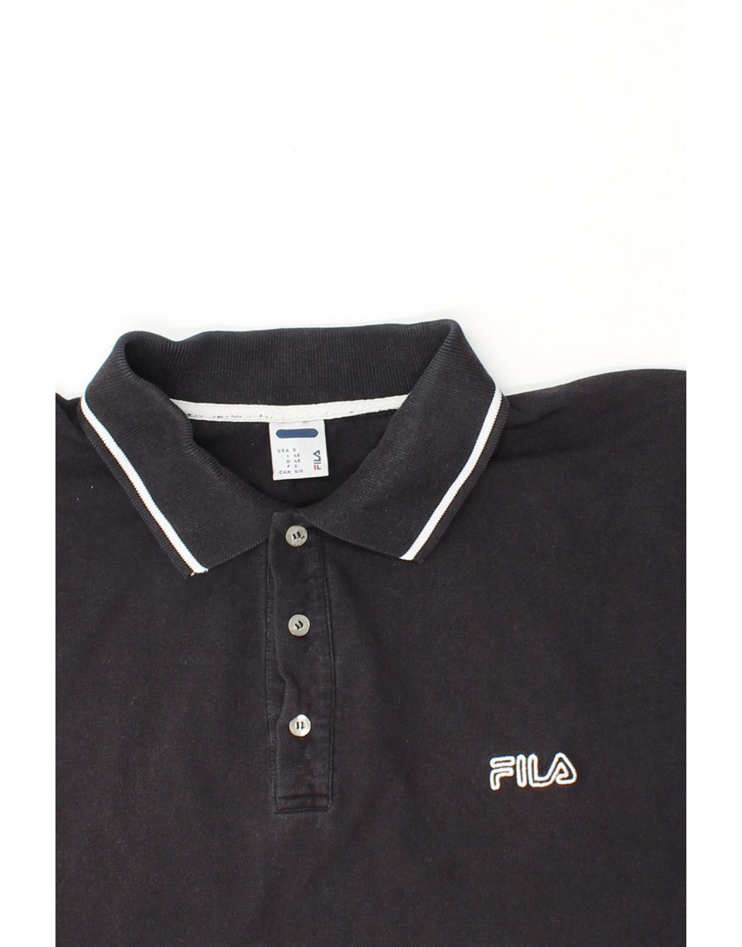FILA Mens Polo Shirt IT 48 Medium Black Cotton Vintage Fila and Second-Hand Fila from Messina Hembry 