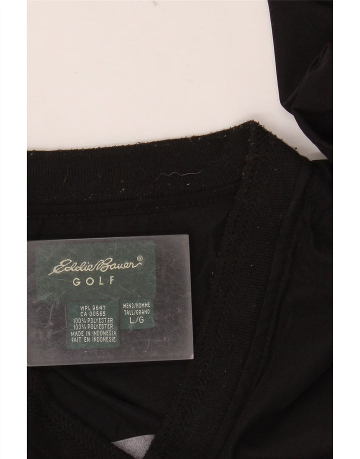 EDDIE BAUER Top da uomo ampio a maniche lunghe in poliestere nero grande