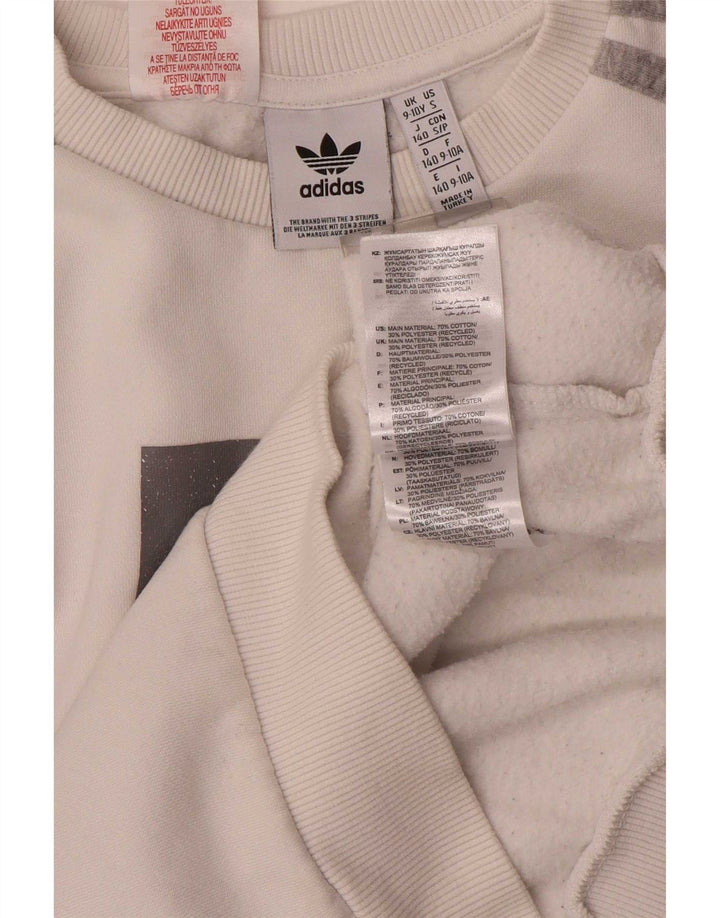Felpa grafica Adidas da ragazzo 9-10 anni in cotone bianco