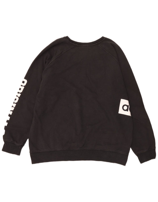 Felpa grafica da uomo Adidas con tre strisce, XL, cotone nero