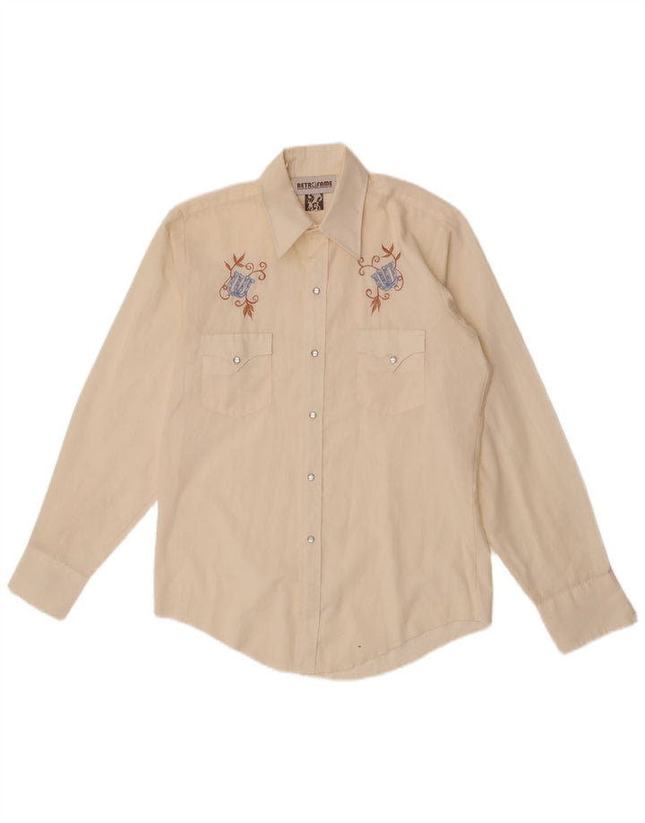 Camicia grafica vintage da uomo piccola bianco sporco