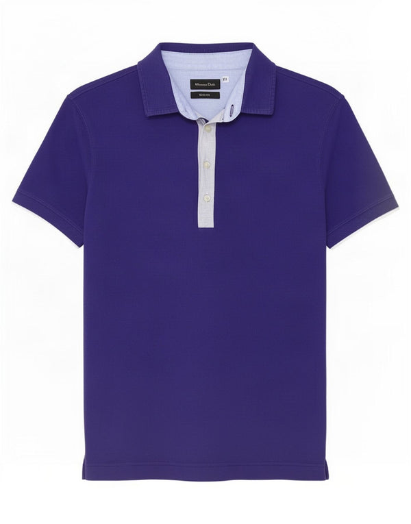 Polo da uomo slim fit Massimo Dutti grande in cotone blu