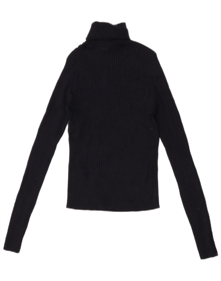 Top corto da donna Zara a maniche lunghe UK 12 viscosa blu navy medio