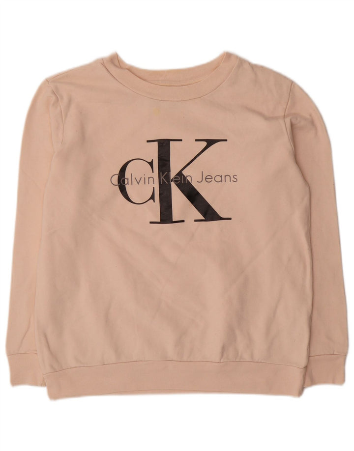 Calvin Klein Jeans Felpa oversize con grafica da donna UK 6 XS Rosa