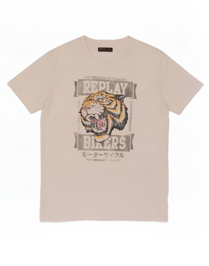 T-shirt grafica da uomo Replay Top in cotone bianco medio