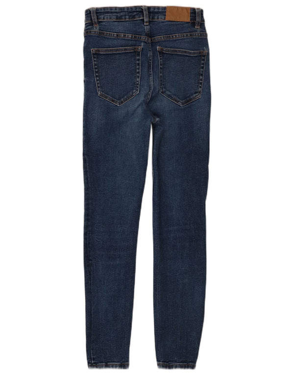 Jeans skinny a vita alta da donna Zara EU 38 Small W28 L27 cotone blu