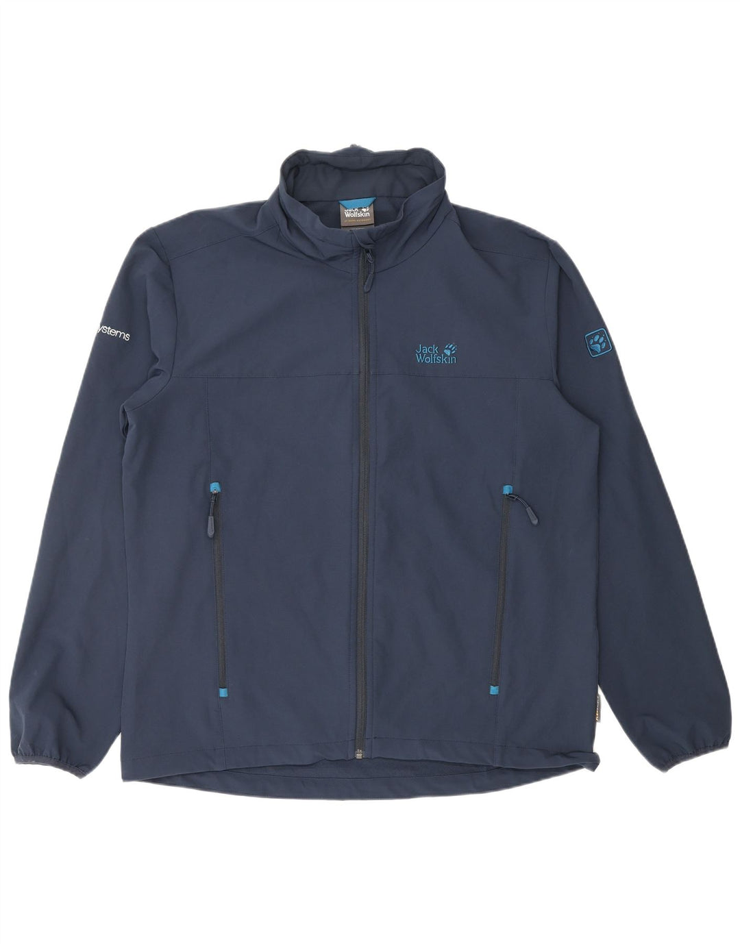 JACK WOLFSKIN Mens Graphic Tracksuit Top Jacket UK 42 Large Navy Blue