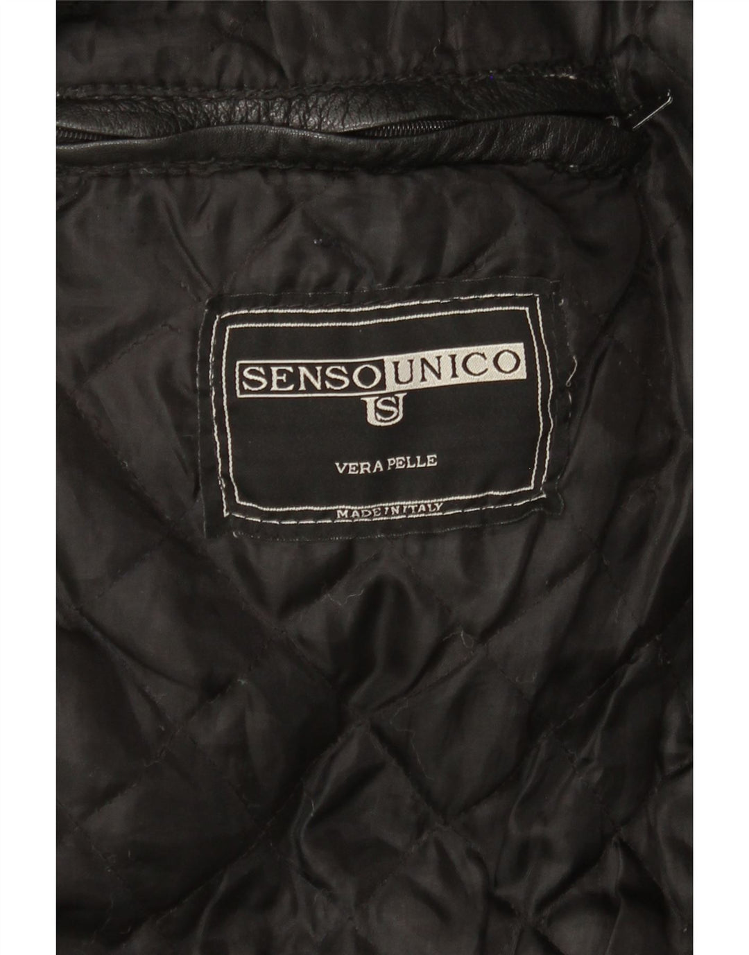 SENSO UNICO Mens Leather Coat UK 44 2XL Black Leather Vintage Senso Unico and Second-Hand Senso Unico from Messina Hembry 
