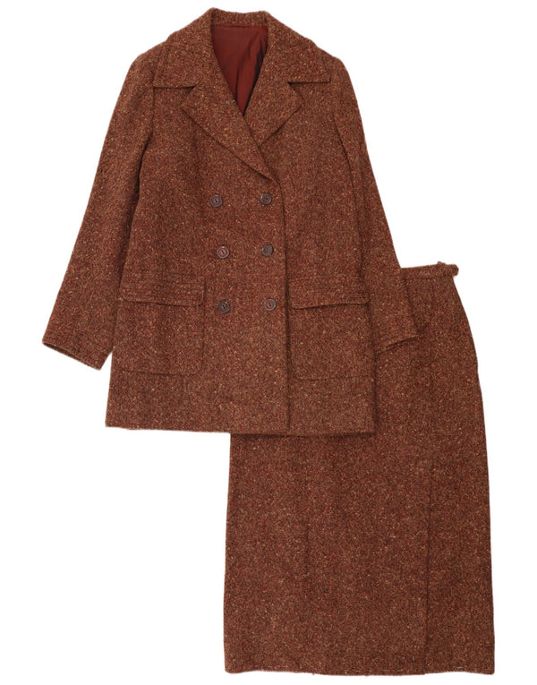 Set gonna vintage da donna in 2 pezzi UK 12 medio W28 marrone screziato