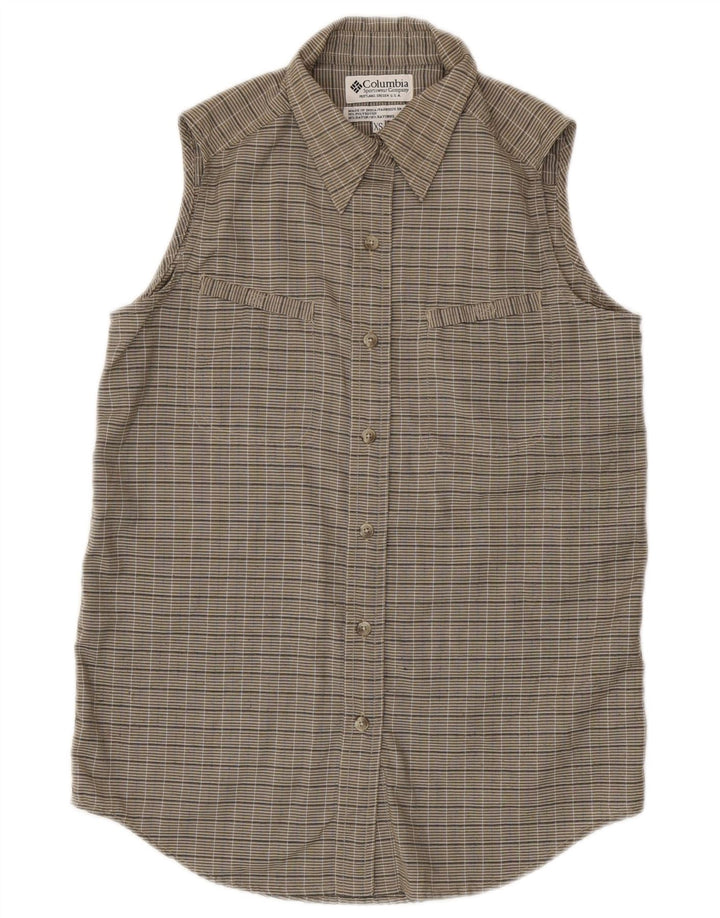 COLUMBIA Womens Sleeveless Shirt XS Grey Check Polyester
