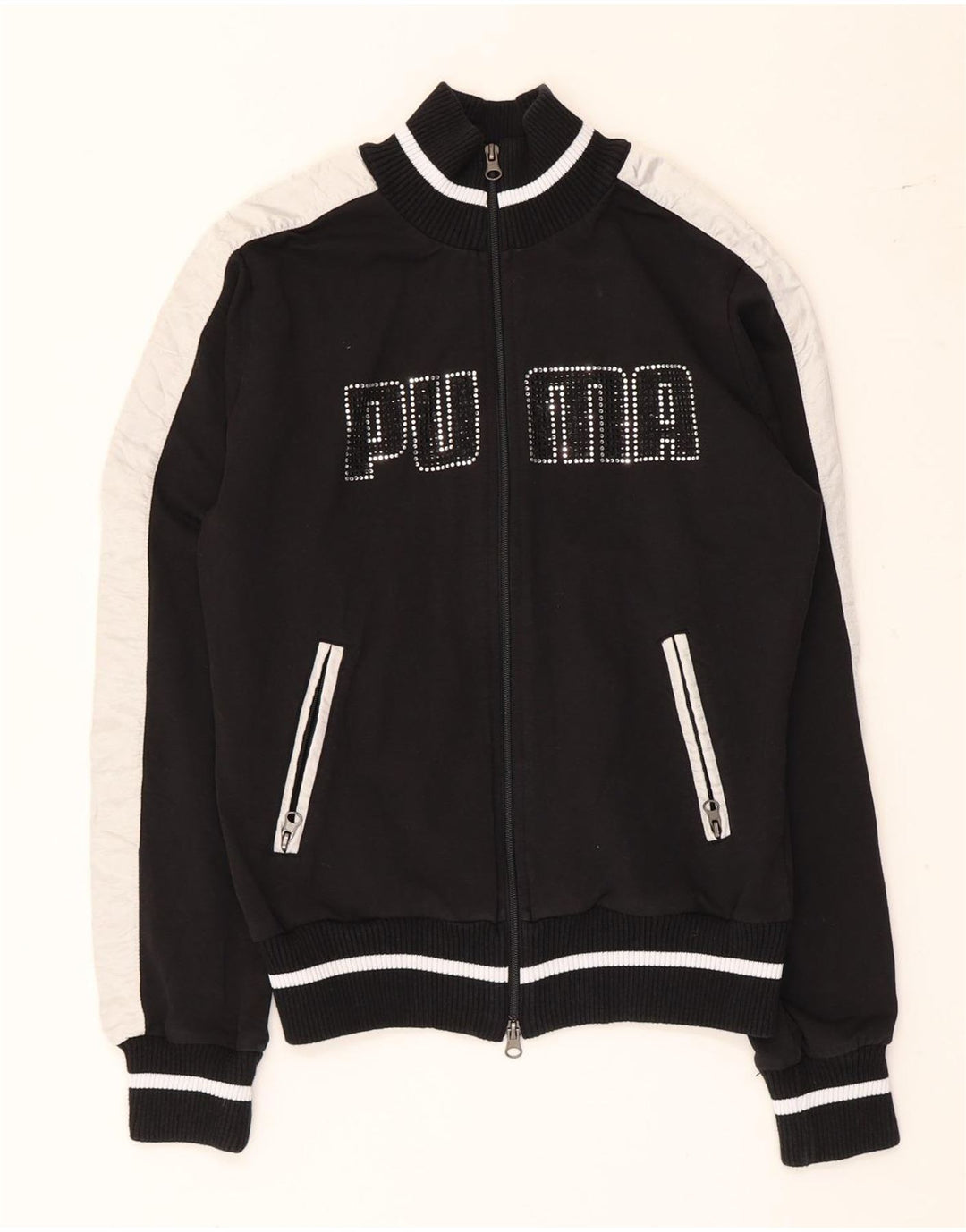 Giacca da tuta grafica da donna Puma UK 12 Medium Black Colourblock