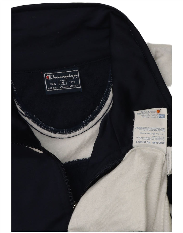 CHAMPION Mens Tracksuit Top Jacket Medium Navy Blue Colourblock Polyester