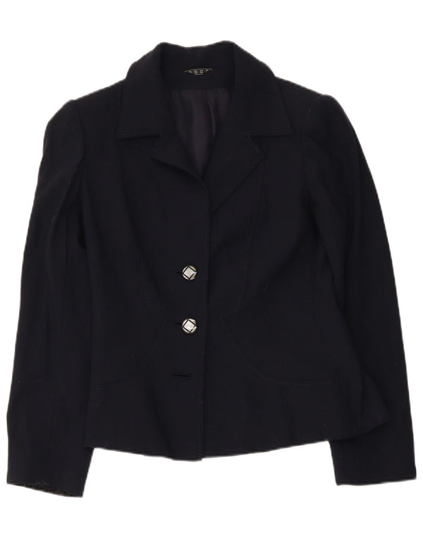 Giacca blazer vintage da donna a 2 bottoni UK 10 Small Blu navy
