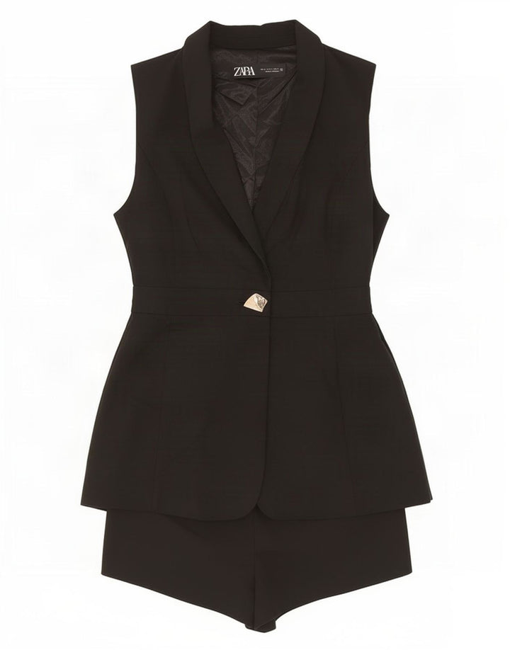 Tutina corta senza maniche da donna Zara UK 10 piccola poliestere nera