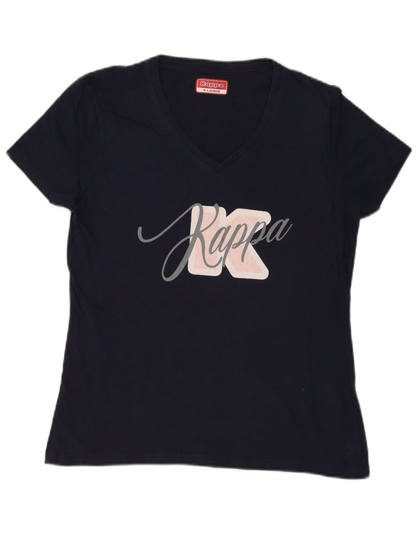 T-shirt grafica da donna Kappa Top UK 18 XL blu navy cotone