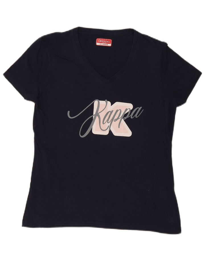 T-shirt grafica da donna Kappa Top UK 18 XL blu navy cotone