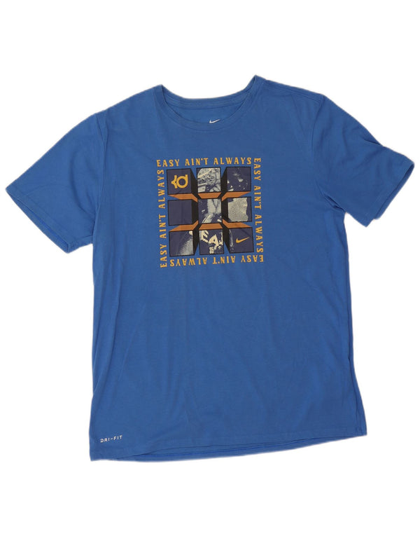 T-shirt grafica Nike da ragazzo Dri Fit Top 15-16 anni XL in cotone blu