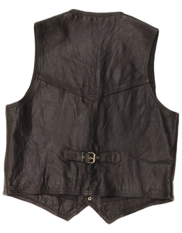 Gilet in pelle da uomo VINTAGE medio nero