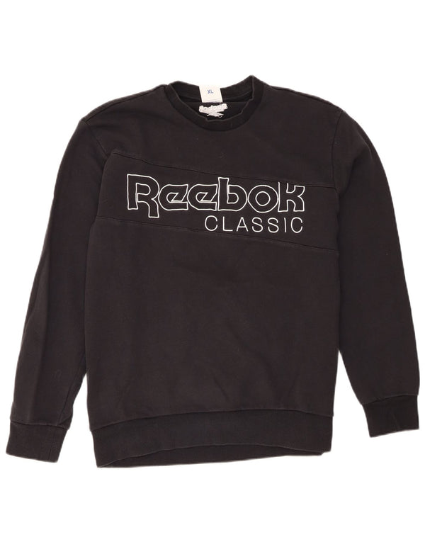Felpa Reebok da donna con grafica classica, maglione UK 18 XL, cotone nero