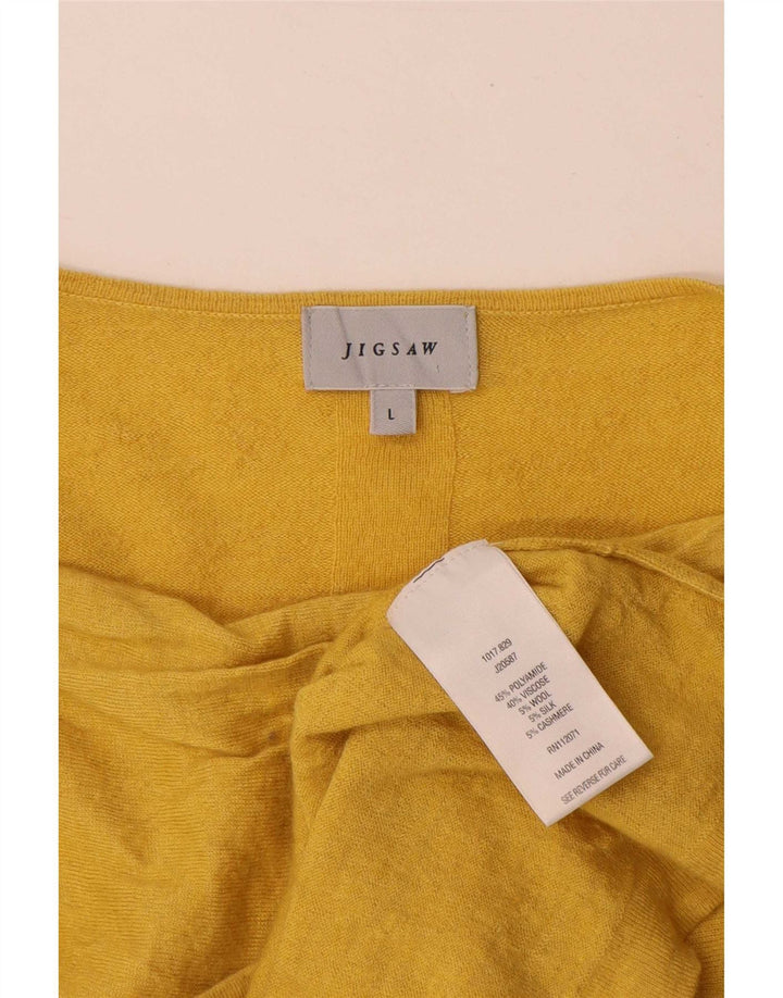 Jigsaw Top da donna a maniche lunghe UK 16 Large Giallo Poliammide