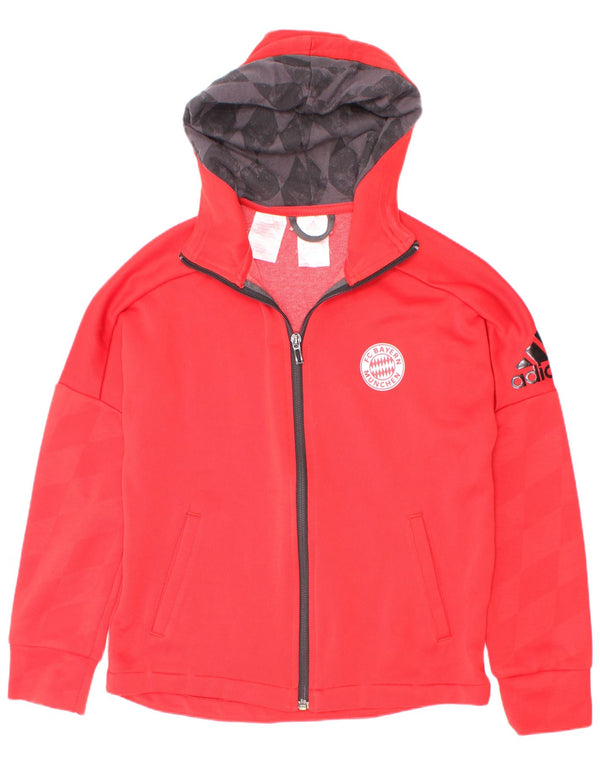Felpa con cappuccio e zip grafica Adidas da bambino FC Bayern Munchen 9-10 anni rossa