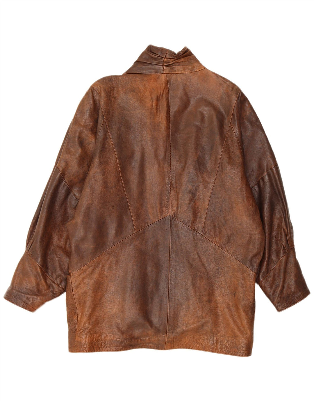 Giacca in pelle oversize da donna vintage UK 10 piccola in pelle marrone
