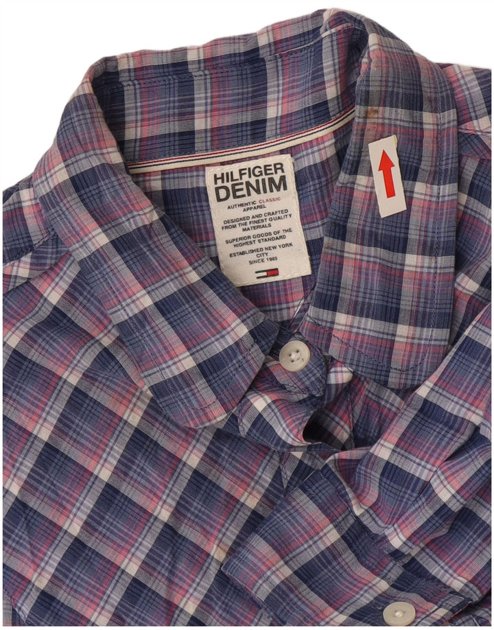 Camicia da donna Tommy Hilfiger UK 14 cotone a quadri blu medio