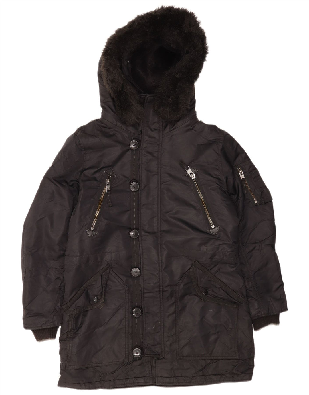 Giacca parka da uomo con cappuccio Superdry UK 40 grande nylon nero